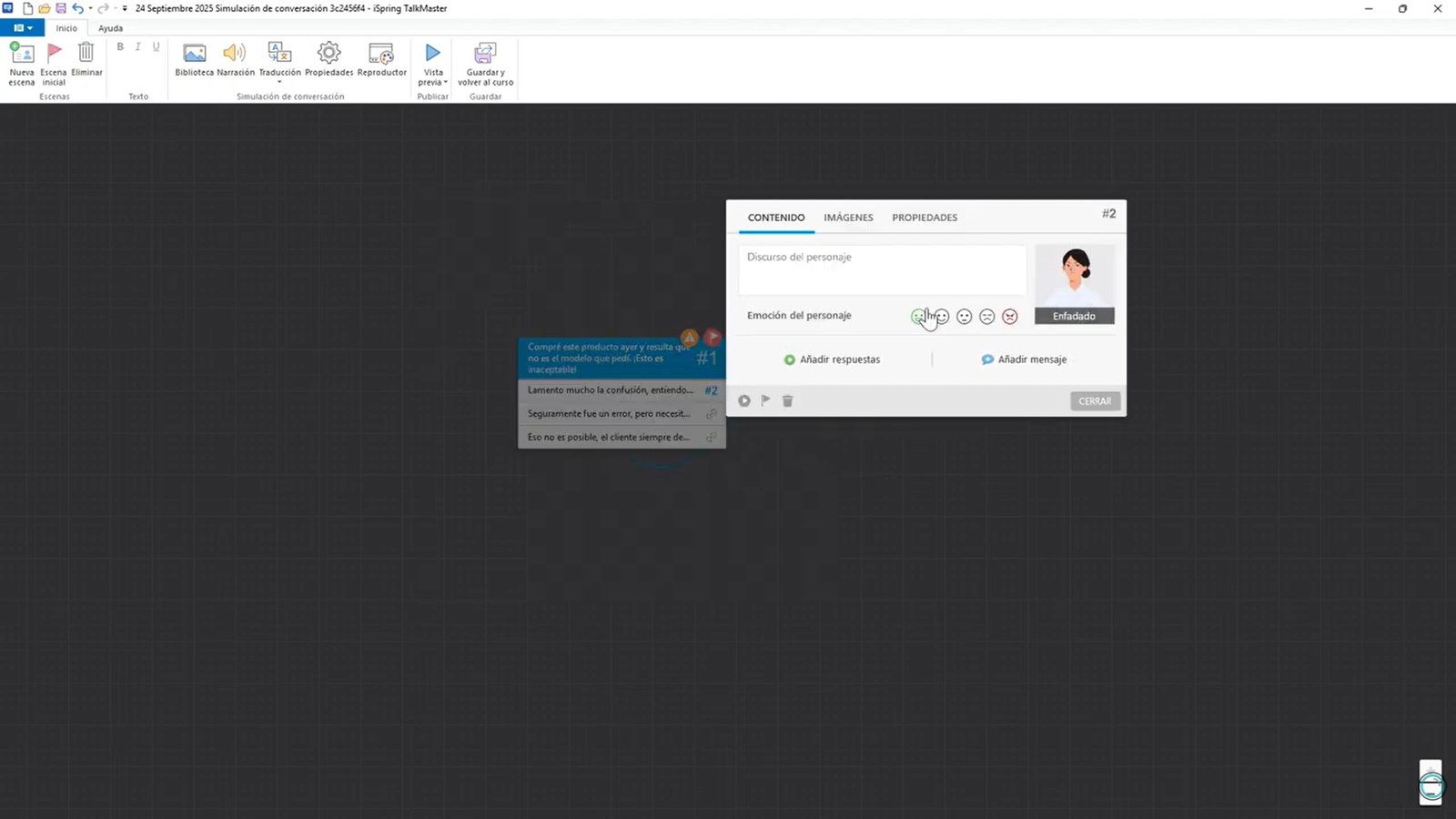 Simulación de conversación con iSpring
